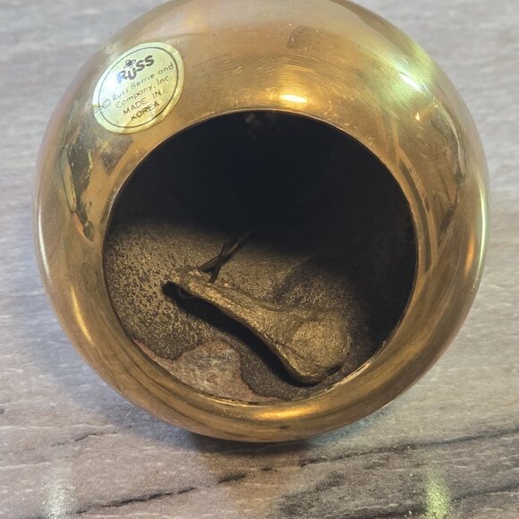 Vintage Russ Berrie Brass Pear Bell • Made in Korea • 4" Solid Brass Fruit Decor - Picture 3 of 5